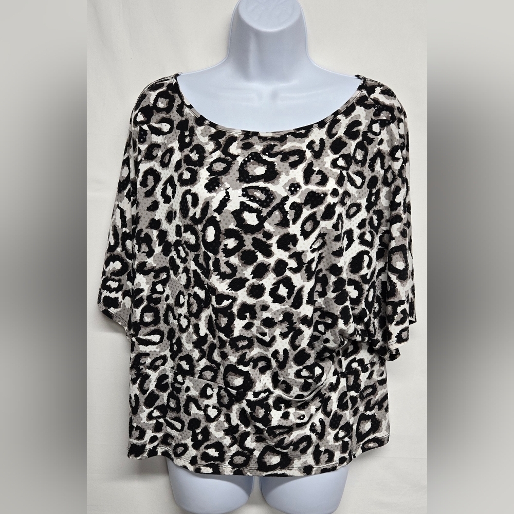 Ciara Sun Woo L Slinky Stretch Pullover Top Dolman Sleeves Embellished Sparkle